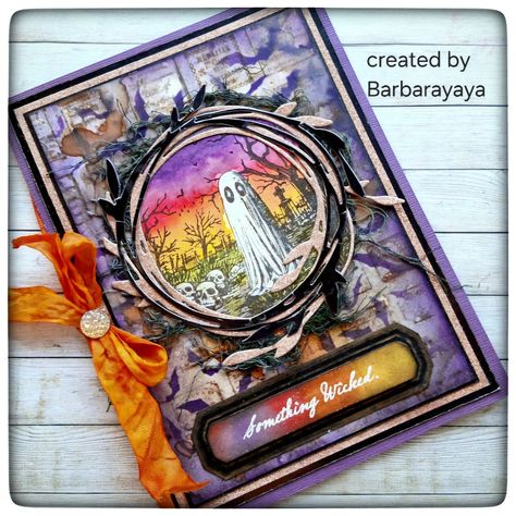 barbara | Hi friends! This is the second card I made for the launch of the new Halloween Collection by @tim_holtz @stampersanonymous! I used Framed… | Instagram Tim Holtz Halloween, Halloween Crafting, Dimensional Wall Decor, Tim Holtz Stamps, Creepy Houses, Cards Halloween, Tim Holtz Cards, Halloween Cards Handmade, Static Cling