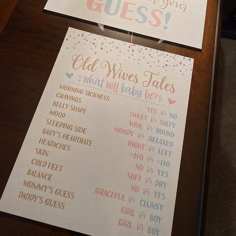 Old Wives Tales Printable Sign Gender Reveal Decorations | Etsy Gender Poster, Old Wives Tales Gender, Old Wives Tales, Old Wives Tale, Wives Tales, Gender Reveal Party Invitations, Gender Reveal Decorations, Baby Gender Reveal Party, Big Reveal