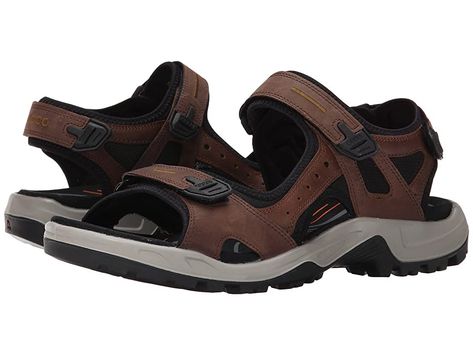 ECCO Sport Yucatan Sandal (Espresso/Cocoa Brown/Black) Men's Toe Open Shoes. Performance sports sandal in a fresh design. Nubuck leather upper with stretch fit textile lining. Dual density footbed for added comfort. Direct injected PU midsole featuring full length Receptor Technology. Flexible rubber outsole. Measurements: Weight: 13 oz Product measurements were taken using size 43 (US Men's 9-9.5)  width D - Medium. Please no #ECCOSport #Shoes #OpenFootwear #OpenToe #Brown Sport Sandals Outfit, Open Shoes, Timberland Style, Fashionable Snow Boots, Gym Clothes Women, Cocoa Brown, Winter Snow Boots, Sport Sandals, Fresh Design