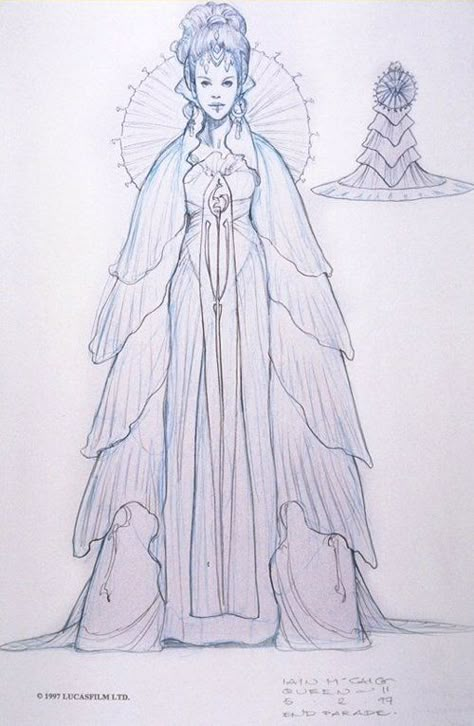 Galactic Outfit, Iain Mccaig, Queen Amidala, Star Wars Padme, Star Wars Fashion, Padme Amidala, Star Wars Concept Art, Star Wars Costumes, The Phantom Menace