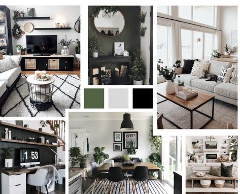 Dark Green Black And Beige Bedroom, Dark Green White And Grey Bedroom, Khaki Black Bedroom, Dark Green Home Accents, Sage Green And Black Home Decor, Olive Green And Black Home Decor, Green Black Grey Home Decor, Black White And Green Entryway, Green Black And White Bedroom Ideas