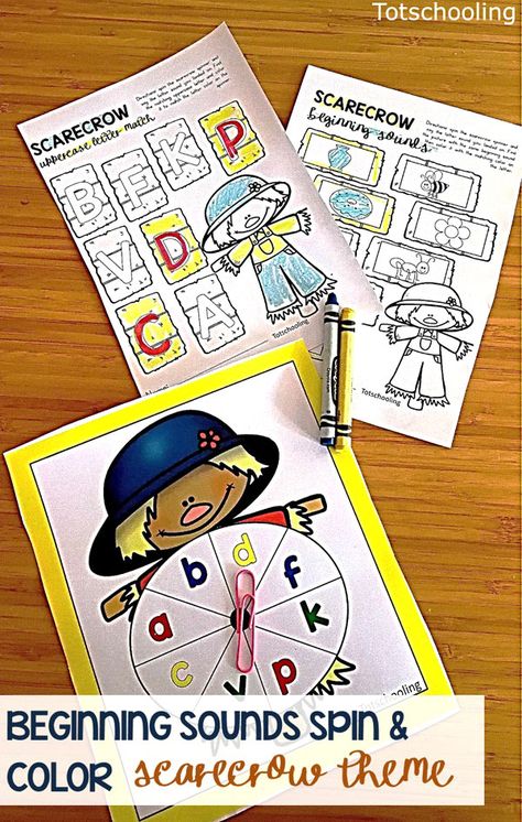 FREE printable Scarecrow spin game perfect for a Fall literacy center in kindergarten or preschool. Work on letter recognition and beginning sounds while making learning fun! Fall Literacy Centers, Free Educational Printables, November Ideas, Fall Classroom, Literacy Centers Kindergarten, Fall Preschool Activities, Math Centers Kindergarten, Fall Arts And Crafts, Abc Printables