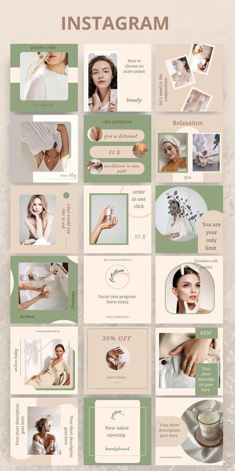 Skincare Social Media, Spa Instagram, Instagram Grid Design, Instagram Design Layout, Instagram Skincare, Instagram Branding Design, Instagram Feed Planner, Instagram Feed Layout, Social Media Branding Design