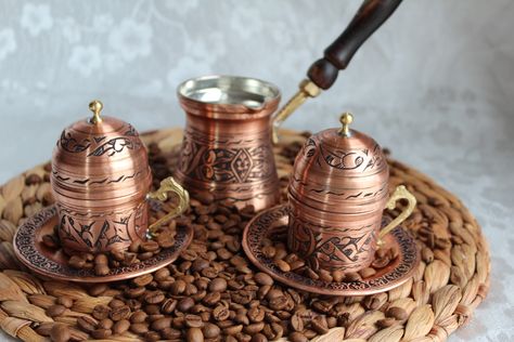 Greek Tea, Arab Coffee, Greek Coffee, Turkish Coffee Set, Copper Tea Kettle, Turkish Coffee Cups, Arabic Coffee, Coffee Mug Set, Coffee Cup Set