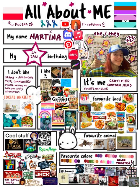 About Me Collage, All About Me Template, Me Template, Paranormal Aesthetic, All About Us, About Me Template, Entertaining House, Bullet Journal Ideas Templates, Princess Daisy