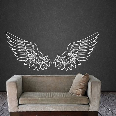 Tribal Vinyl Decal Memorial Guardian Inspirational Big Wings Angel Deco Custom Wings Vinyl Sticker Waterproof Murals C407 Mural Bedroom, Big Home, Angel Wings Wall, Wing Wall, Wall Stickers Bedroom, Wall Vinyl, Sticker Decals, Wings Tattoo, Vinyl Wall Stickers