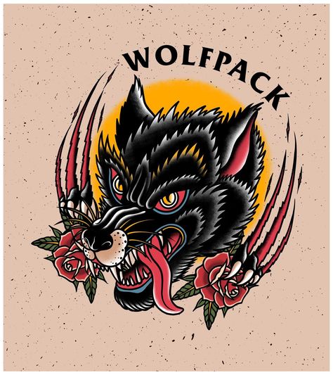 Trad Wolf Tattoo, Old School Wolf Tattoo, Traditional Wolf Head Tattoo, American Traditional Wolf Tattoo, Wolf Traditional Tattoo, Traditional Wolf Tattoo, Wolf Tattoo Traditional, Wolf Face Tattoo, Wolf Tattoo Meaning