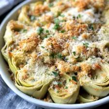 Canned Artichoke Recipes, Bread Crumb Topping, Canned Artichoke, Artichoke Heart Recipes, Crumb Topping Recipe, Breadcrumb Topping, Baked Artichoke, Parmesan Bread, No Cook Appetizers