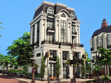 Sims 4 Paris Build, Sims 4 Brooklyn Apartment, Sims 4 Designer Jewelry Cc, Sims 4 Jewelry Store, Sims 4 Store Ideas, Sims 4 Deco Buildings Cc, Sims 4 Build Cc Exterior, Sims 4 Public Lots, Sims 4 Boutique