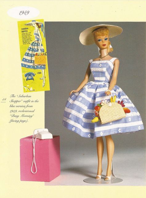 1959 Suburban Shopper Barbie Outfit Classic Barbie Outfits, Pond Yachts, Classic Barbie, Barbie Dress Pattern, Vintage Barbies, Dress Barbie Doll, Fashion Fantasy, Barbie Skipper, Vintage Barbie Clothes