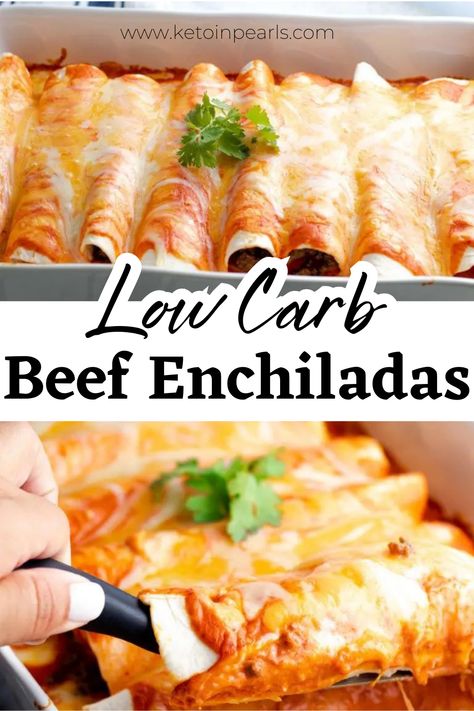 These easy low carb enchiladas with beef use a homemade keto taco seasoning and a couple of store bought ingredients for an effortless halfway homemade keto beef enchilada recipe that your whole family will love! Enchiladas Low Carb, Low Carb Enchiladas, Low Sugar Diet Recipes, Beef Enchilada Recipe, Beef Enchilada, Keto Beef, Enchilada Recipe, Low Carb Low Fat Recipes, Boiled Egg Diet Plan