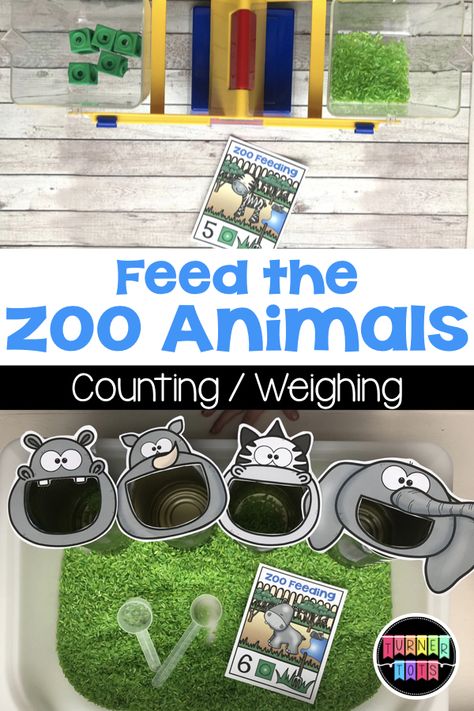 Off to the Zoo to Learn Something New | Preschool Activities | Turner Tots Feed The Elephant Activity, Feed The Animals Sensory Bin, Zoo Theme Sensory Bin, Zebra Sensory Bin, Elephant Sensory Bin, Zoo Games Preschool, Hippo Activities For Preschool, Pre K Zoo Activities, Zoo Sensory Bin Preschool