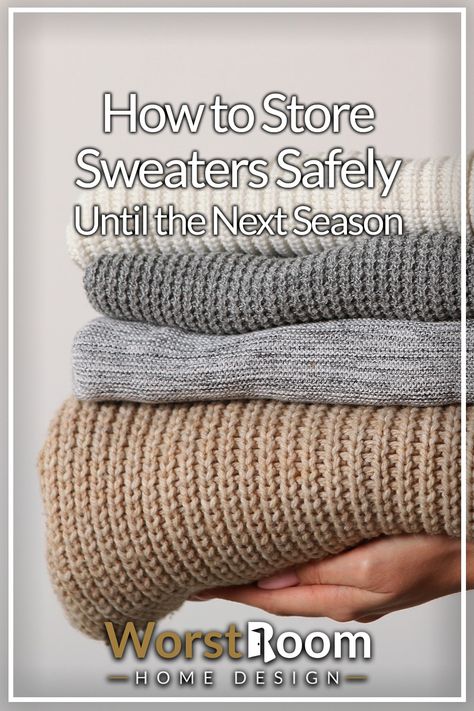 How to Store Sweaters Safely Until the Next Season How To Store Sweaters, Storing Sweaters, Store Sweaters, Storage Clothes, Sweater Storage, Woolen Sweaters, How To Store, Sweater Blazer, House Cleaning Tips