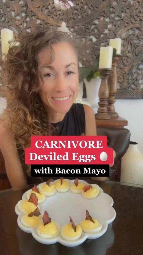 You are going to LOVE my Carnivore Deviled Eggs! #carnivore #carnivorediet #deviledeggs #lowcarb #mariaemmerich | Keto Adapted - Maria Emmerich Atkins Snacks, Maria Emmerich, Carnivore Recipes, Bacon Deviled Eggs, Appetizer Bites, Deviled Eggs, Eating Healthy, Protein Foods, Low Carb Recipes