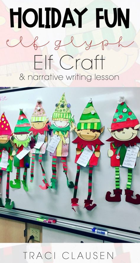 December Crafts 2nd Grade, Christmas Glyphs For Kids, Surprise And Delight Ideas Classroom, Christmas Activities 3rd Grade, Christmas Craft 1st Grade, Christmas Crafts 2nd Grade, Elf Crafts For Preschoolers, 4th Grade Christmas Crafts, Elf Writing Activity