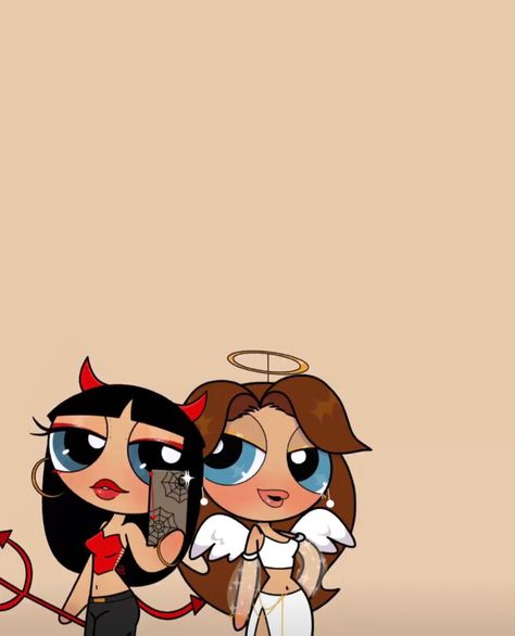 #artsyracoon #wallpaper #wallpaperforyourphone #wallpaperideas #halloween #halloweenideas #cartoon #powerpuff Halloween Power Puff, Cute Best Friend Wallpaper, Besties Cartoon, Bestie Wallpapers, Actual Y2k, Keyboard Wallpapers, Bratz Halloween, Wallpaper Baddie, Diy Shirt Printing