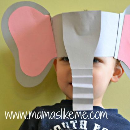 horton mask_no instructions Elephant Hat Craft, Elephant Headband Craft, Elephant Headband, February Preschool, Daycare Projects, Elephant Mask, Jungle Crafts, Zoo Crafts, Elephant Hat