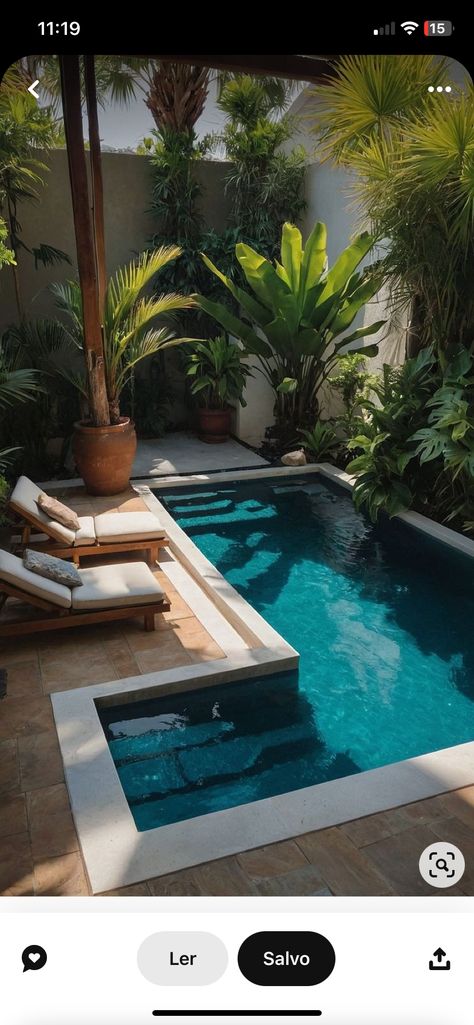 Small Pool Backyard Landscaping, Natural Pools Backyard Swimming Ponds Water Garden, Small Pool Ideas Backyard, Backyard Pool Landscaping Designs, Small House Backyard, Small Inground Pool Ideas Backyards, Small Pool Design For Small Yards, Small Pool Garden, Backyard Small Pool Ideas