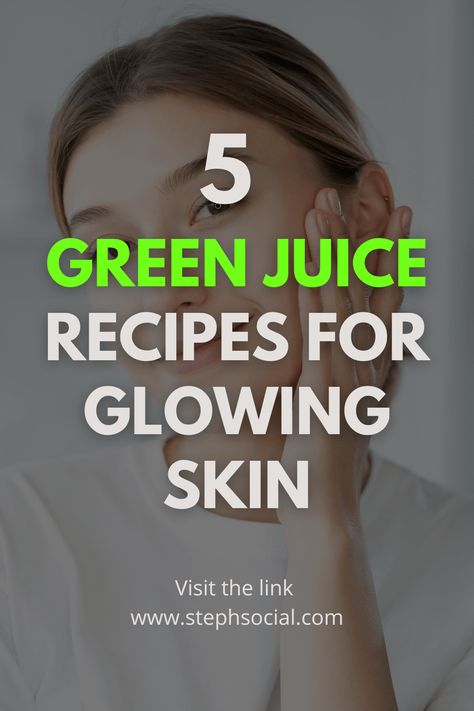 Get glowing, beautiful skin with these healthy, easy green juice recipes! How to get clear, beautiful skin. Skin care tips. Clear skin tips. Beauty hacks. Beauty tips for skin. Clean, simple green juice recipes. Green smoothie recipes with celery, kale, pineapple, carrot, ginger and more! Green Juice Recipes For Skin, Green Juice For Clear Skin, Skin Glowing Juices, Skin Glow Juice Recipes, How To Make Green Juice For Clear Skin, Carrot Juice Recipe Glowing Skin, Green Smoothie For Glowing Skin, Green Glow Juice, Glowing Skin Juice