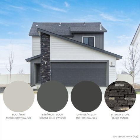 Grey Outdoor House Paint, Home Exterior Colors, Outdoor House Paint, Home Exterior Paint, Paint Combinations, Outdoor Remodel, Beautiful Home Designs, Grey Color Scheme, Home Exterior