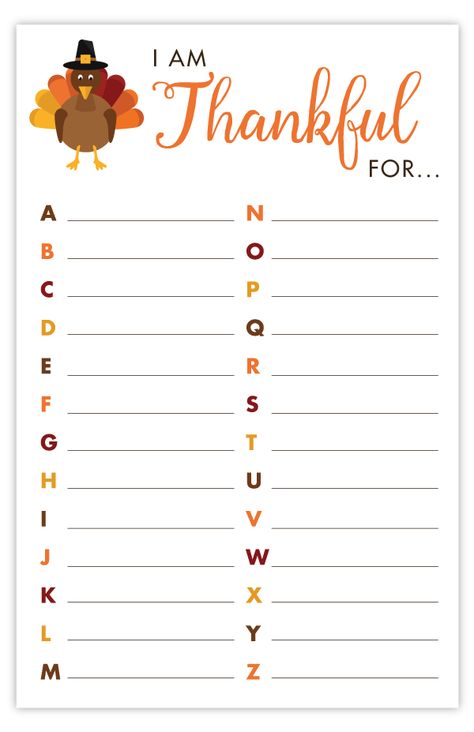 Thankful ABC Game | Free Printable Thanksgiving Activities Thanksgiving Thankful Activities, Thanksgiving I Am Thankful For Printable, Thankful Family Activities, Thankful Ideas For Thanksgiving, Free Printable Thanksgiving Activities, Homeschool Thanksgiving Activities, Thanksgiving Activities For Kids Games, Thanksgiving Kids Activities Printables, Thanksgiving Therapy Activities