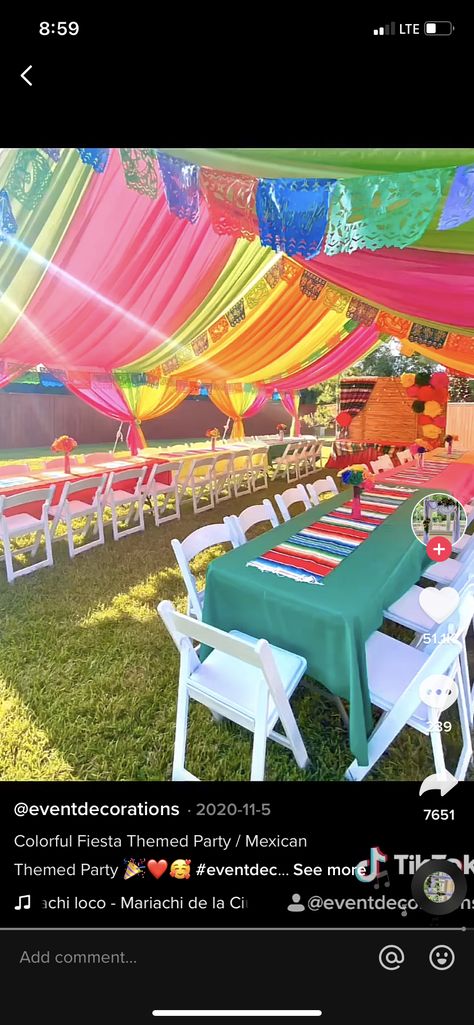 Mexican Outdoor Party, Mexican Cowgirl Party Ideas, 60 Mexican Theme Party, Senorita Theme Party, Guatemalan Birthday Party, Mexican Theme 18th Birthday, Fiesta Sweet 16, Sweet 16 Fiesta Theme, Loteria Themed Party