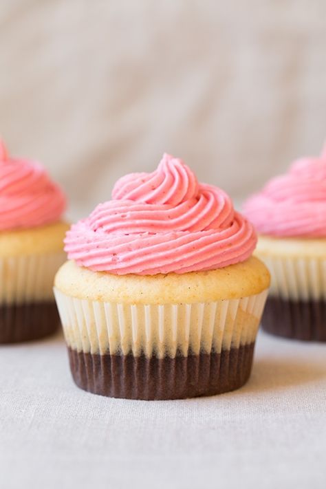 Neopolitan Cupcakes, Neapolitan Cupcakes, Strawberry Buttercream Frosting, Unique Cupcakes, Strawberry Buttercream, Cupcake Flavors, Cooking Classy, Ice Cream Flavors, Dessert Cupcakes