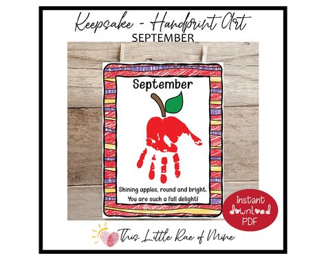 Apple Handprint, Back To School Handprint Art, September Art, September Crafts, Pre K Graduation, Fox Crafts, Document Frame, Computer Paper, School Activity