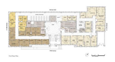 Stephen Yablon Architecture - Central Harlem Health Center Health Center Plan, Health Center Design, Community Centre Floor Plan, Primary Health Care Centre Plan, Health Center Architecture, Health Centre Architecture, Health Care Center Architecture Plan, Health Care Center Architecture, Gymnasium Architecture