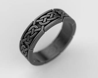 Geek / celtic / skull / vintage by AlienFormsJewelery on Etsy Viking Wedding Ring Men, Viking Wedding Ring, Wedding Band Silver, Silver Celtic Rings, Celtic Wedding Bands, Viking Wedding, Celtic Ring, Clean Gold Jewelry, Silicone Wedding Rings