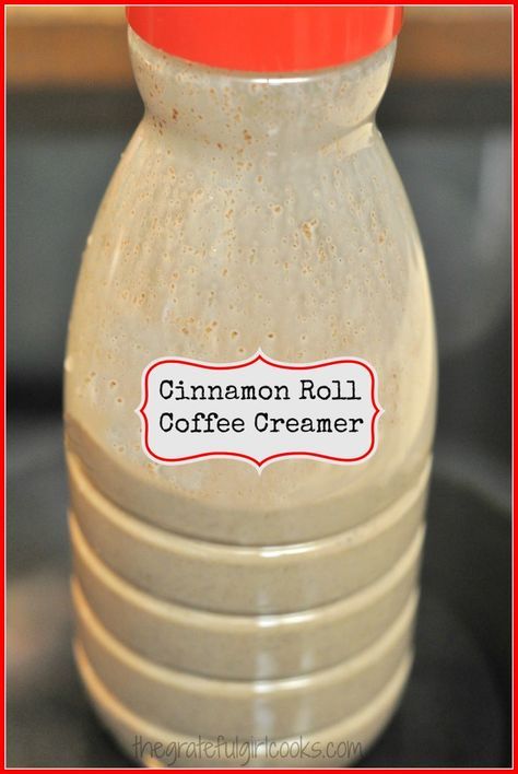 Cinnamon Roll Coffee Creamer / The Grateful Girl Cooks! Cinnamon Roll Coffee Creamer, Cinnamon Roll Coffee, Homemade Coffee Creamer Recipe, Diy Coffee Creamer, Flavored Coffee Creamer, Coffee Flavors, Homemade Coffee Creamer, Coffee Creamers, Coffee Creamer Recipe