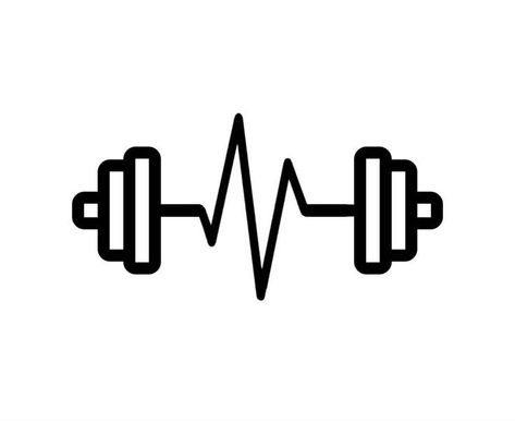 Gym Tattoo, Gym Icon, Heartbeat Tattoo, Gym Logo, Gym Art, Doodle Tattoo, Fitness Logo Design, Tatuaje A Color, Gym Aesthetic