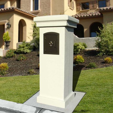 Modern Stucco Mailbox Ideas, Stucco Mailbox Ideas, Stucco Mailbox, Brick Mailbox Designs, Mailbox Column, Mailbox Designs, House Mailbox, Brick Mailbox, Mailbox Flowers