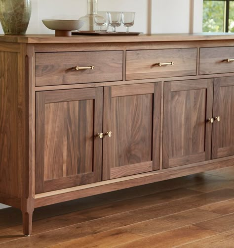 Walnut Buffet Cabinet, Side Board Ideas, Dining Table And Sideboard, Walnut Buffet, Sideboards And Buffets, Sideboard Decor, Walnut Sideboard, Walnut Furniture, Side Board