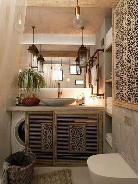 Moroccan Style Kitchen, Modern Moroccan Decor, Moroccan Bathroom, Interior Design Per La Casa, Design Del Prodotto, Moroccan Decor, Beautiful Bathrooms, Dream House Decor, Apartment Design