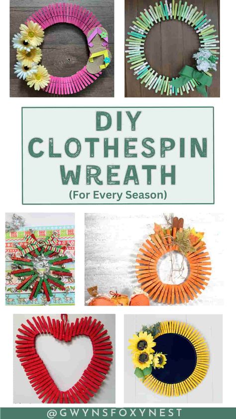 Wreath made with clothespin Clothespin Wreaths Diy, Clothespin Wreaths Ideas, Clothespin Wreath Diy, Clothespin Wreaths, Wooden Clothespin Crafts, Clothespin Wreath, Clothes Pin Wreath, Wooden Clothespins, Dollar Tree Finds