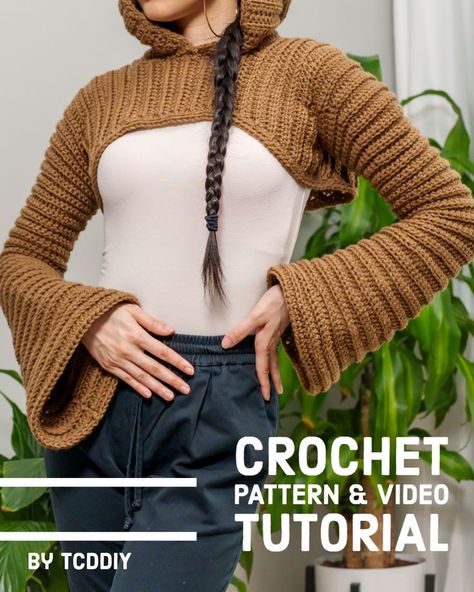 Our Instant download PDF is accompanied by a photo pattern AND a guided video tutorial with clickable links within the pattern for extra visuals! Please enjoy! 💖 Be sure to join on YouTube, Instagram and check out my Etsy @TCDDIY Hooded Shrug Pattern, Crochet Arm Warmers, Crochet Autumn, Shrug Pattern, Autumn Ideas, Photo Pattern, Crochet Clothing, Youtube Instagram, Easy Tutorial