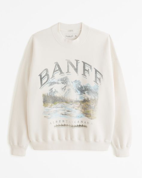 Women's Banff Graphic Crew Sweatshirt | Women's New Arrivals | Abercrombie.com Mcm Wardrobe, Notice Everything, Abercrombie Outfits, My Workout Routine, Easy At Home Workouts, Fitness Pal, Banff Alberta, Black Bean Burgers, Gender Inclusive