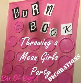 Mean Girls Party Decorations, Mean Girls Birthday Party, Mean Girls Birthday, Mean Girls Party, Girls Party Decorations, Burn Book, 13th Birthday Parties, Girl Birthday Themes, Girl Themes