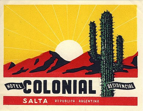 COLONIAL Mid Century Illustration, Matchbox Art, Luggage Labels, Vintage Hotels, Travel Stickers, Vintage Graphic Design, Retro Illustration, Vintage Labels, Vintage Ephemera