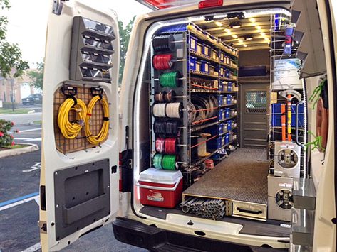 Stocking Electrical Service Vans Van Organization Construction, Work Van Shelving Ideas, Hvac Van Organization, Work Van Ideas, Work Van Storage, Van Storage Ideas Tools, Work Van Organization, Truck Organization Ideas, Work Van Organization Ideas