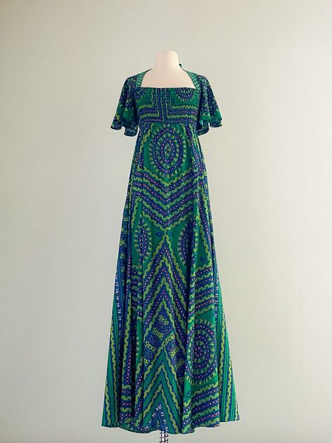 Peek A Boo Dress, Vintage Clothing Boutique, Floral Party Dress, Cotton Maxi Dress, Green Paisley, Dress Forms, Maggy London, Cotton Maxi, Maxi Dress Cotton