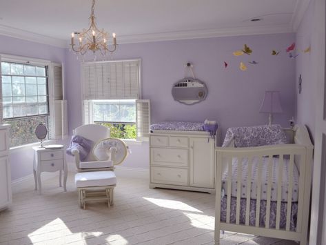 5 Professional Tips for Decorating a Purple Nursery Purple Baby Nursery, Purple Baby Rooms, Lavender Nursery, Girls Room Colors, Purple Nursery, Girl Nursery Room, Purple Rooms, Purple Baby, Baby Bedroom