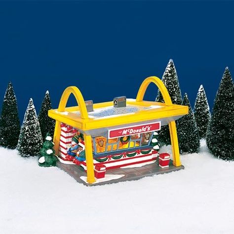 Amazon.com - Department 56 Snow Village McDonalds - Collectible Buildings Miniature Store, Christmas Tree Village Display, Department 56 Christmas Village, Christmas Village Decorations, Halloween Village Display, Tree Village, Christmas Village Collections, Christmas City, Christmas Tree Village