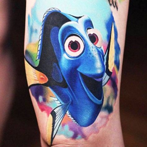 Disney Tattoo Inspiration, Underwater Sleeve, Dory Tattoo, Simba Tattoo, Tattoo Cartoon, Movie Tattoos, Harry Potter Tattoos, Medusa Tattoo, Disney Tattoo