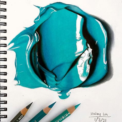 Paint Blob Drawing, Prismacolor References, Prismacolor Drawing Ideas, Prismacolor Reference, Blob Drawing, Paint Blob, Cj Hendry, Hyperrealistic Drawing, Prismacolor Drawing