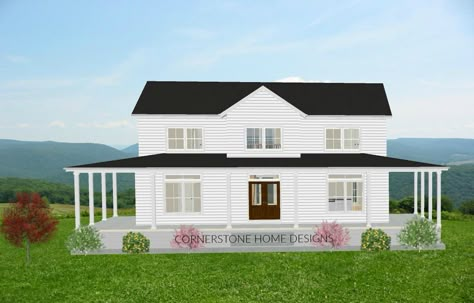 cornerstone-home | Magnolia Farmhouse Simple Farmhouse Plans, Magnolia Farmhouse, Farmhouse Layout, Porch Office, Farmhouse Floor Plans, Building A Porch, Office Playroom, House Plans One Story, Simple Layout