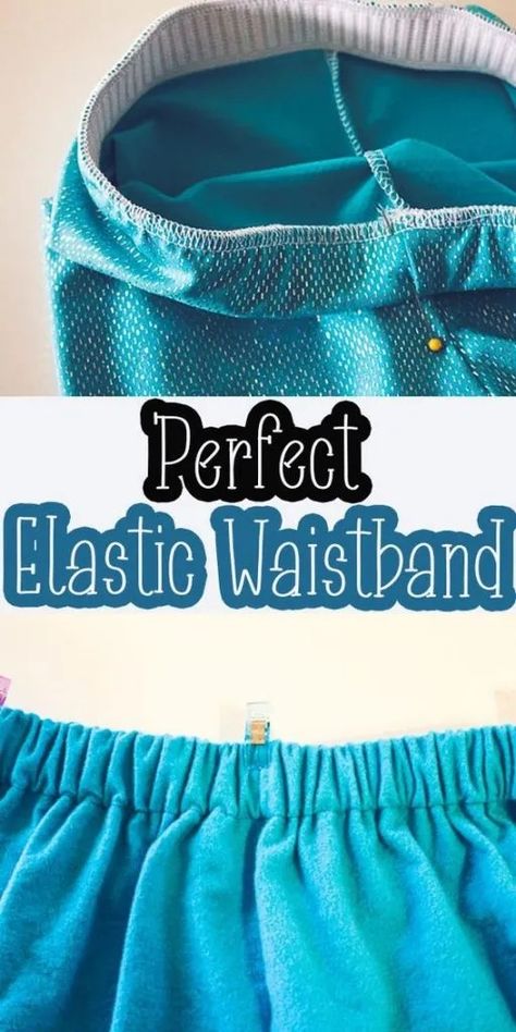 learn learn How to Sew Elastic Waistband with or without a casing for your elastic waistband needs. Photo and video tutorial. Sewing Hacks Repairs, How To Measure Elastic For Waistband, Sewing Hacks Alterations, Knitted Bikinis, Sew Elastic Waistband, First Sewing Projects, Easy Hacks, Sewing Elastic, Sew Ins