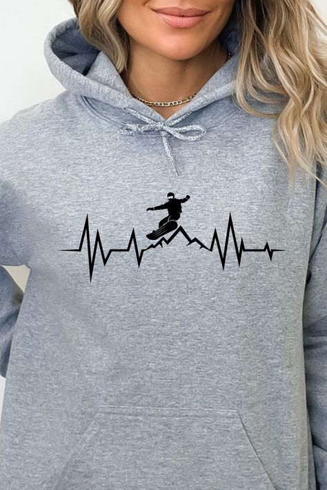 Winter Snowboarding Hoodie, Winter Sports Girl Sweatshirt, Fun Snowboard Heartbeat Sweater Snowboarding Hoodie, Snowboarding Girl, 2023 List, Winter Snowboarding, Cool Quotes, Sports Girl, Christmas 2023, Trendy Shirts, Girl Sweatshirts