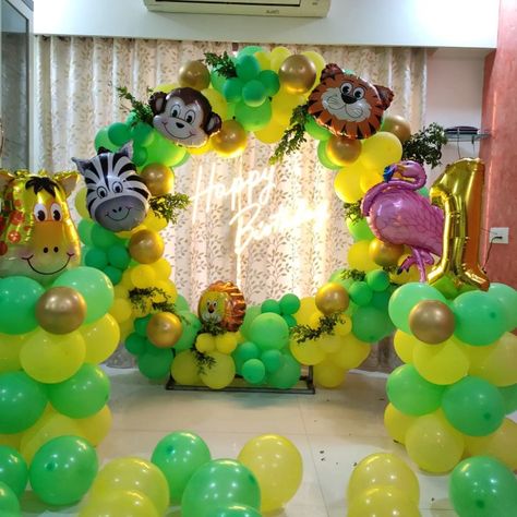 Jungle Theme Birthday Backdrop, Jungle Theme Decoration At Home, Jungle Theme Balloon Decoration, Jungle Book Theme Birthday Party, Jungle Theme Birthday Party Decorations At Home, Jungle Theme Birthday Decoration, Jungle Theme Backdrop, Jungle Safari Decorations, Mark Birthday